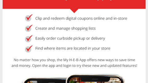 H-E-B 'Lifetime of Groceries' Entrant Email